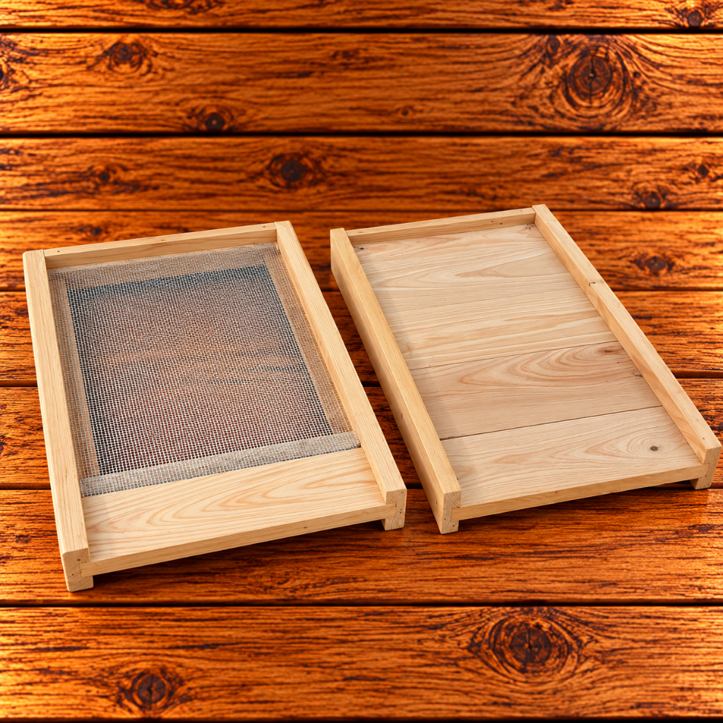 8-frame beehive bottom boards showing 8-frame cypress beehive bottom boards showing screened and solid styles