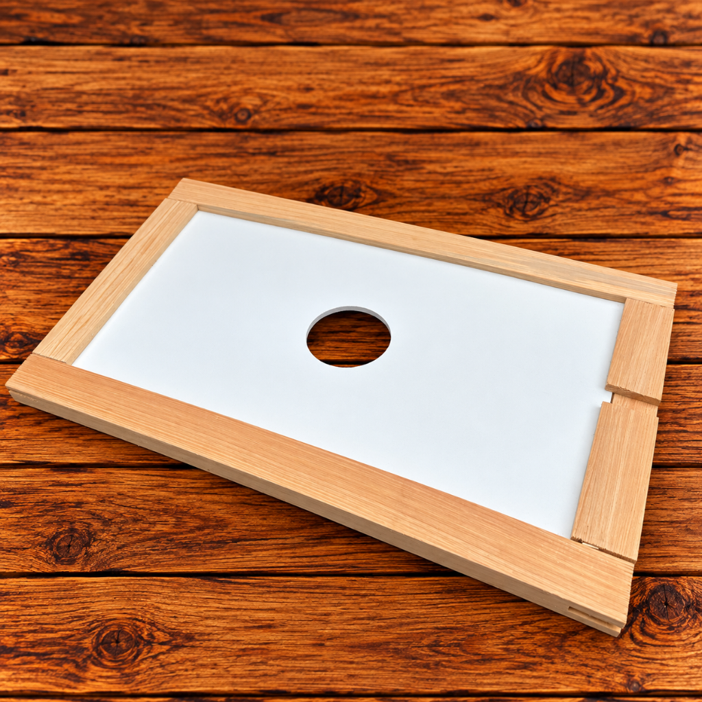 8-frame cypress inner cover with PVC center panel and ventilation opening