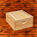 8-frame medium beehive super assembled with wood frames and waxed plastic foundation
