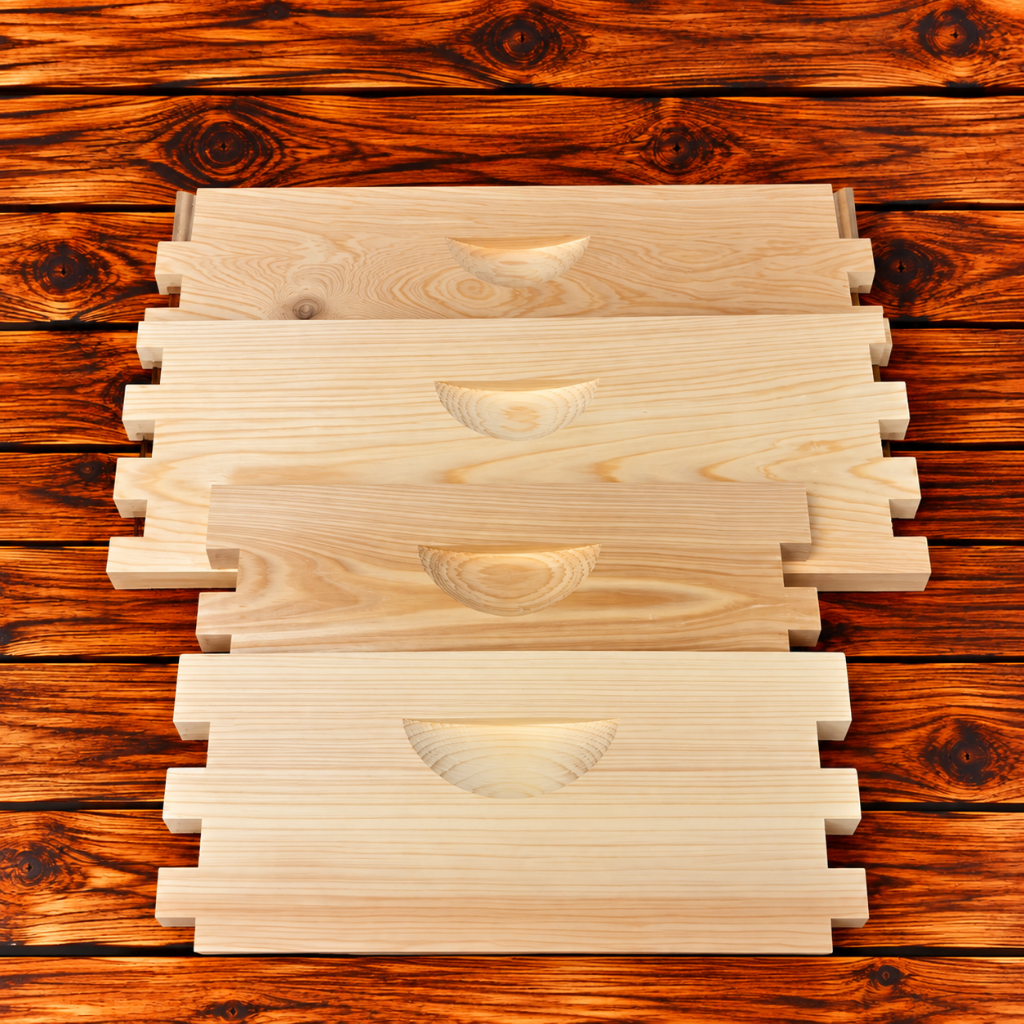 8-frame medium cypress beehive super unassembled without frames