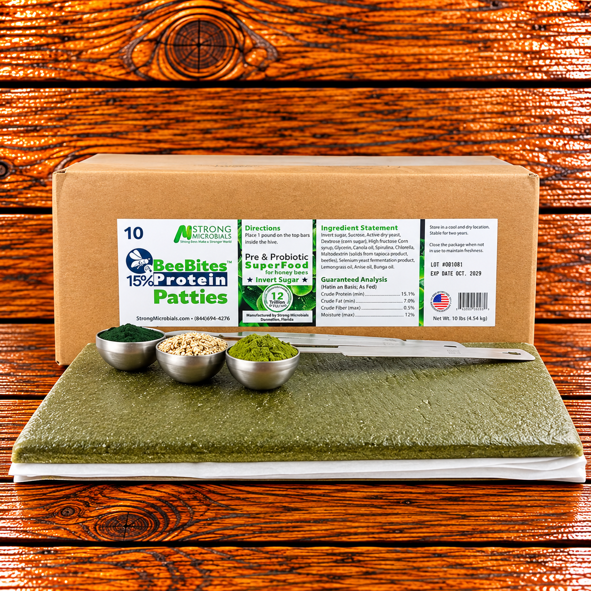 BeeBites pollen substitute patties – 10 one-pound patties