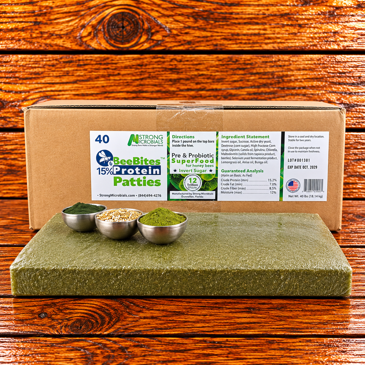 BeeBites pollen substitute patties – 40 one-pound patties