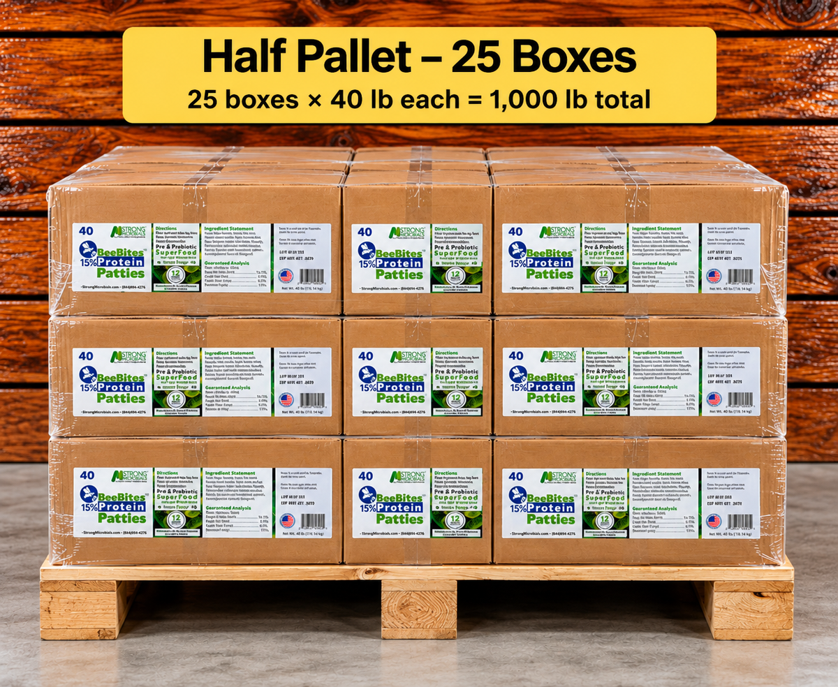 BeeBites pollen substitute patties – half pallet, 25 40-lb boxes, 1,000 lb total
