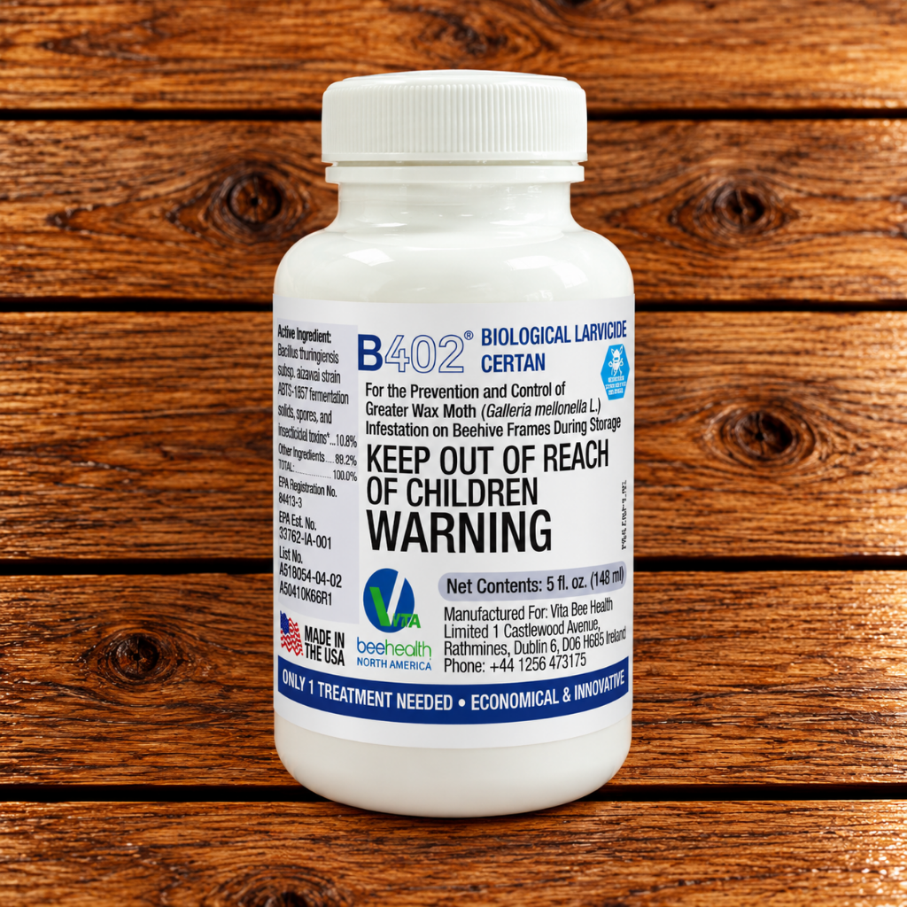 Certan B402 biological larvicide - 5 ounces - for protecting stored honeycomb from wax moths