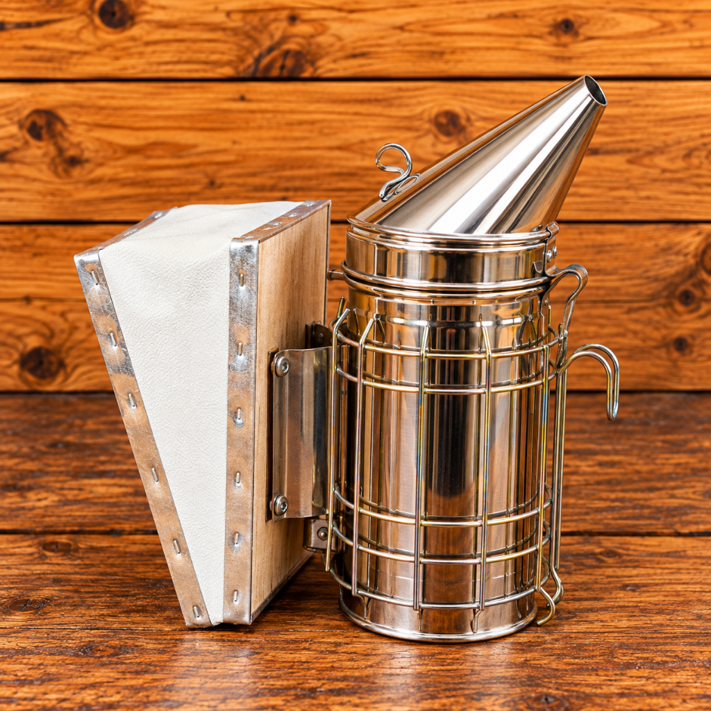 9-inch stainless steel beekeeping smoker for hive inspections