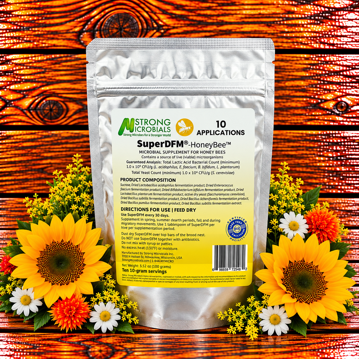 SuperDFM probiotic supplement for honey bees – 10 applications, 100 grams
