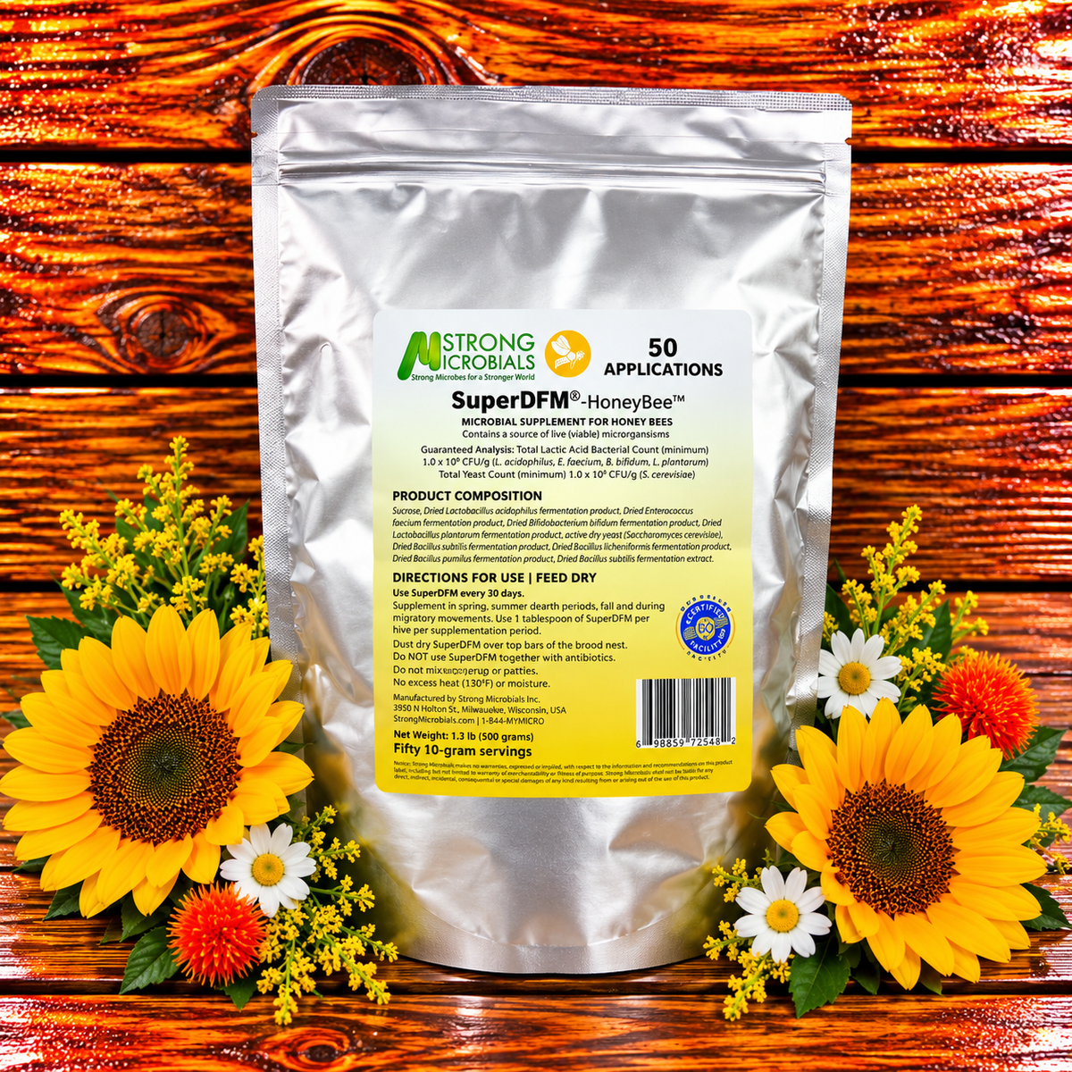 SuperDFM probiotic supplement for honey bees – 50 applications, 500 grams