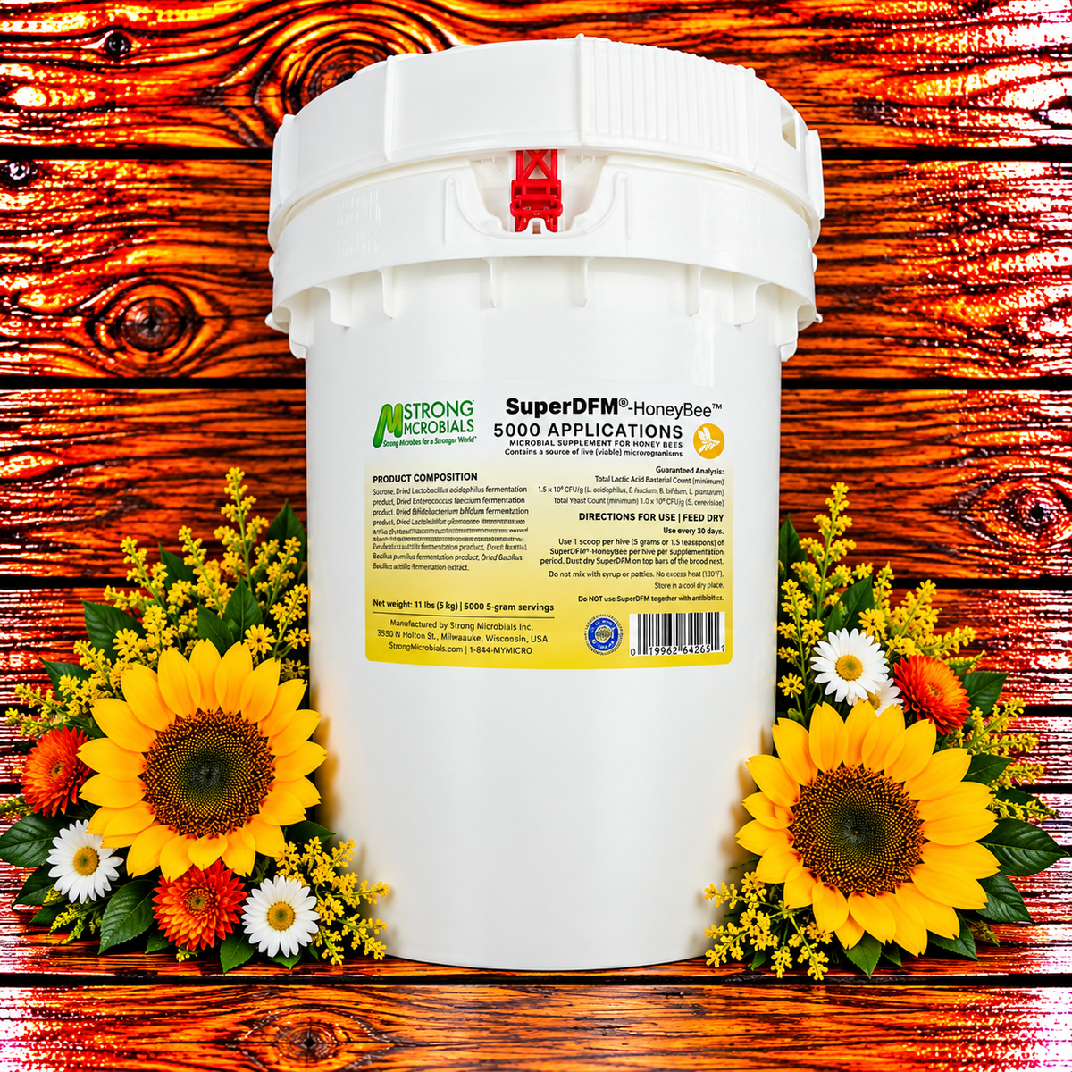 SuperDFM probiotic supplement for honey bees – 5,000 applications, 55 pounds