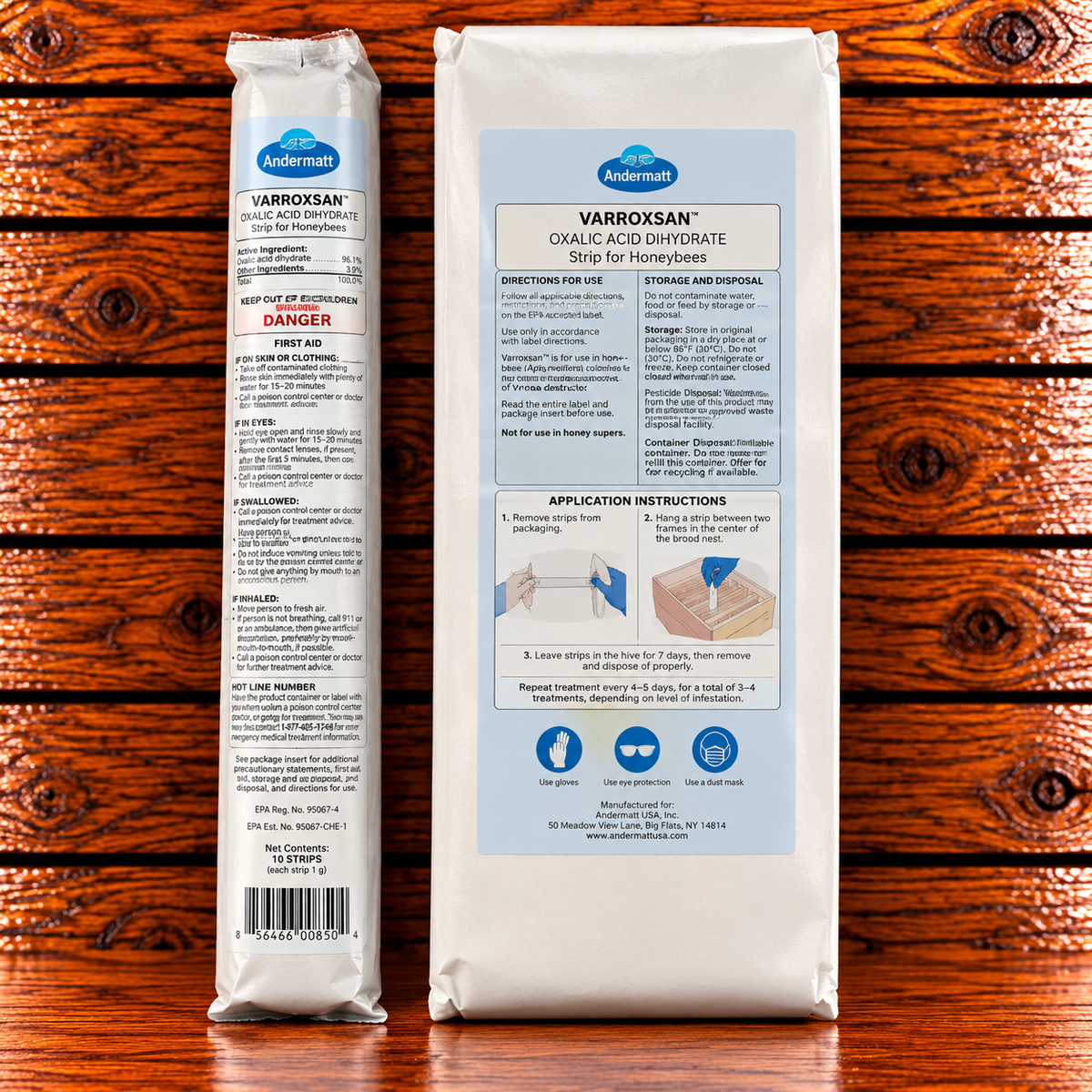 VarroxSan oxalic acid strips -20 and 60 pack - for Varroa mite control in honey bee colonies