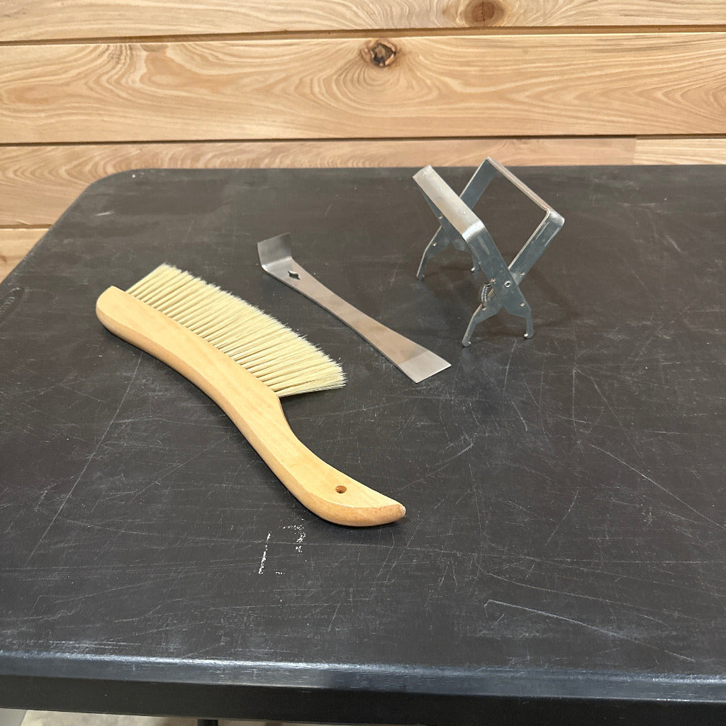 Bee brush, frame grip, regular hive tool