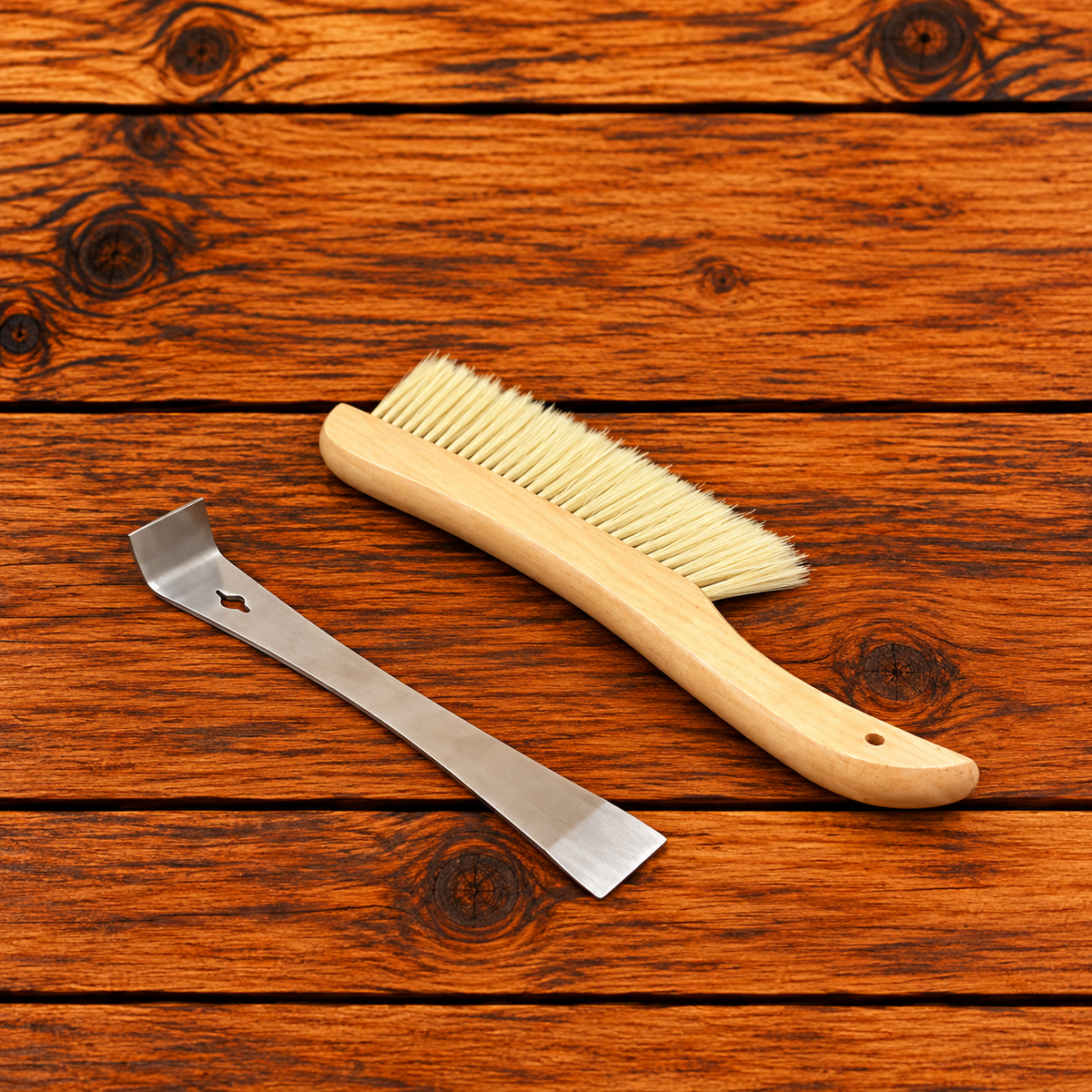 Beekeeping hive inspection kit with bee brush and regular hive tool